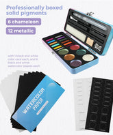 Pearlescent Watercolor Paint Set - 12+6 Colors - Funto